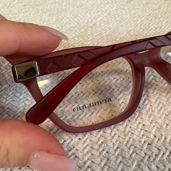 Burberry dark cherry red Matte plaid print rectangular prescription frames - Picture 3 of 10